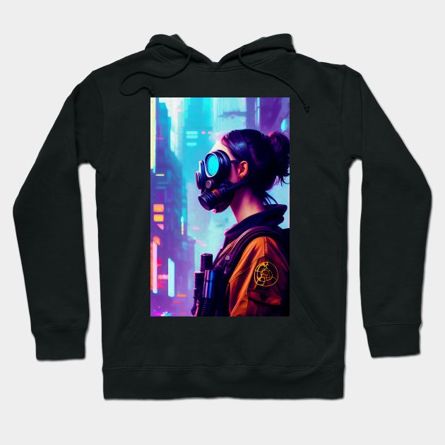 Abstract Cyberpunk Girl Hoodie by Voodoo Production